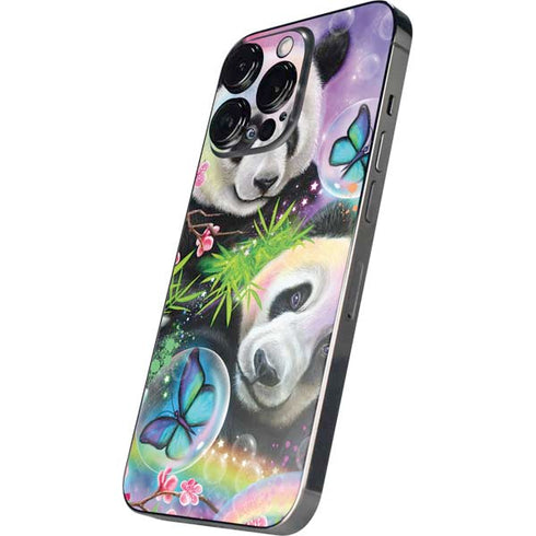 Rainbow Pandas with Butterflies by Sheena Pike iPhone 14 Pro Skin